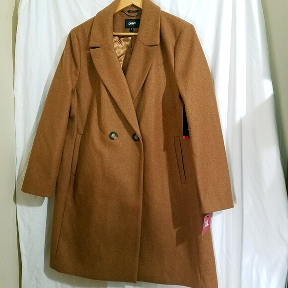 DKNY Women’s Camel Winter Coat – Classic Overcoat Size XLarge NWT!!!! - Picture 2 of 15